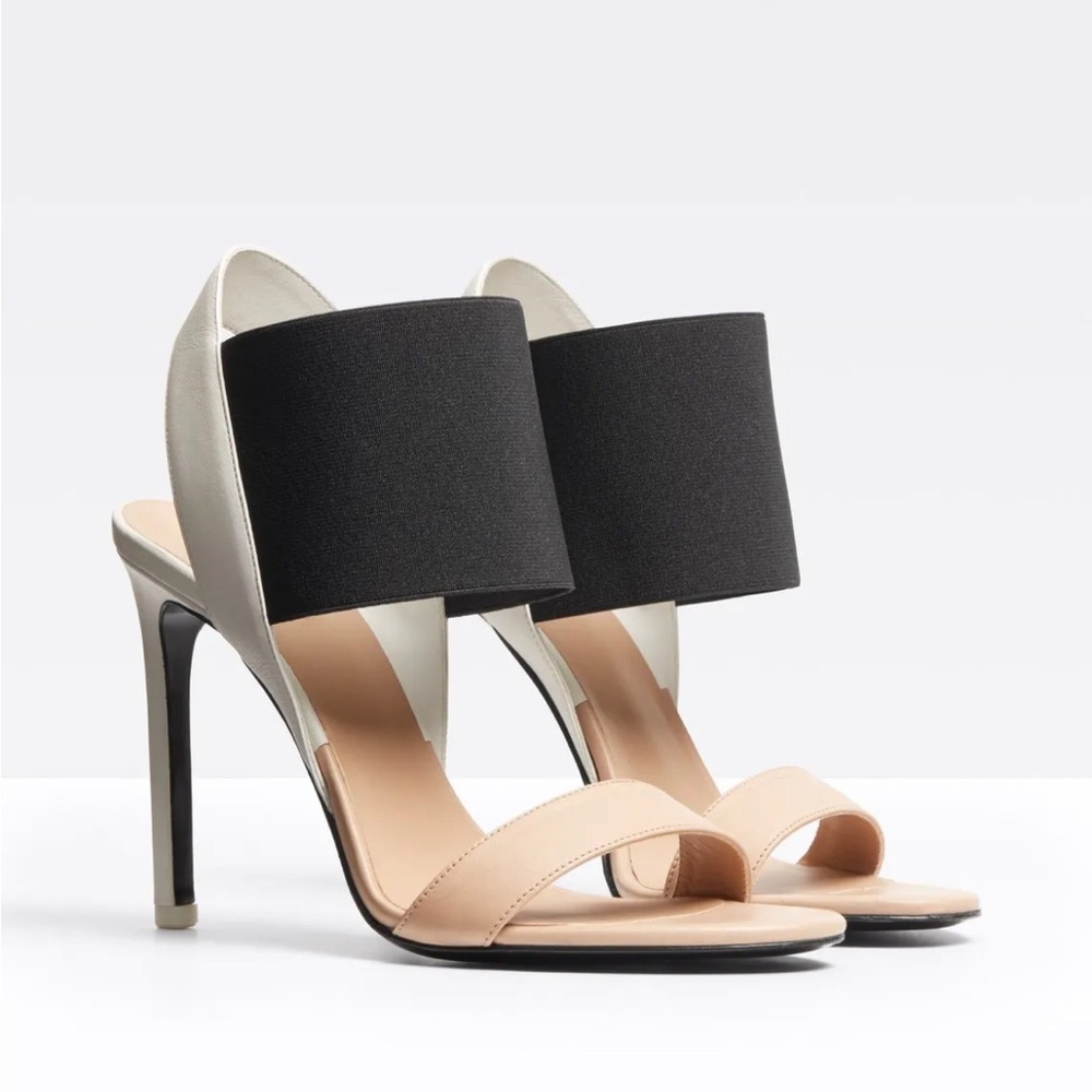 Italian Vince Gaudin Leather Sandals Nude/Black/Bone US 8